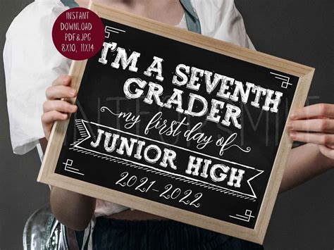 First Day Of 7th Grade Sign Junior High Sign Printable 1st Etsy