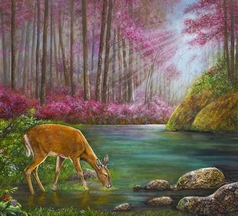 Deer Painting As The Deer Panteth For The Water By Jan Camerone