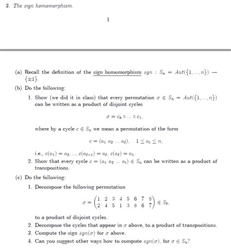 Solved 3 The Sign Homomorphism 1 A Recall The Definition