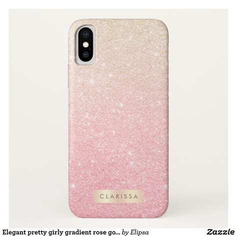 Elegant Pretty Girly Gradient Rose Gold Glitter Case Mate Iphone Case
