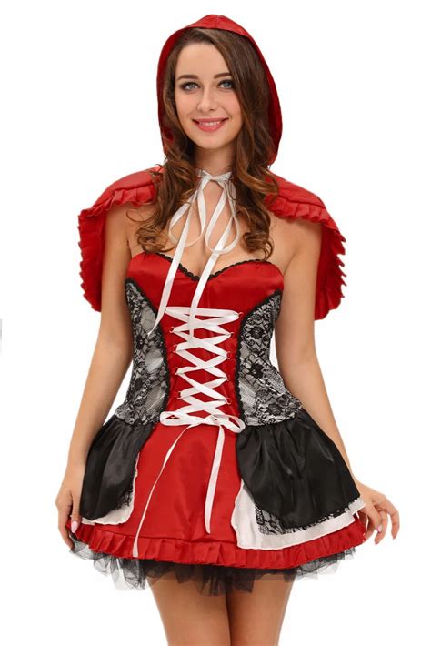 Little Red Riding Hood Costume Dress Halloween For Women Cosplay