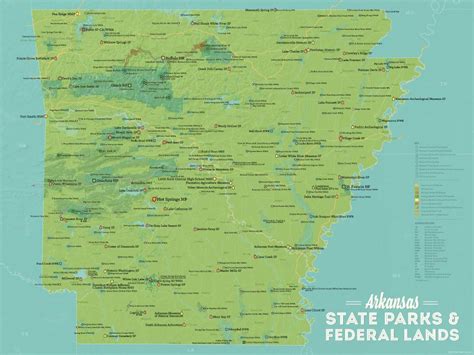 Arkansas State Parks And Federal Lands Map 18x24 Poster