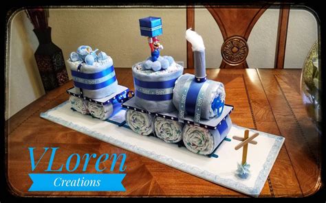 Baby T Blue Train Diaper Cake For Boys Baby Shower By