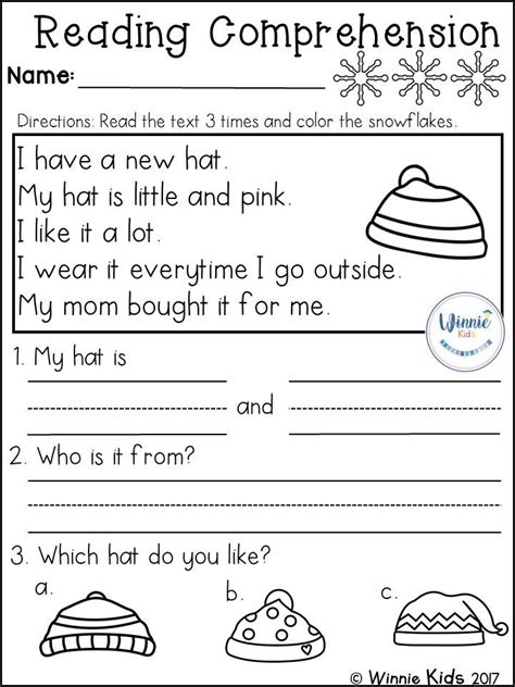 Kindergarten Reading Comprehension Passages Winter Fb2