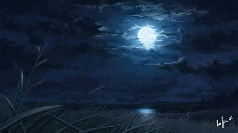 Moon Sky Anime Dark Wallpapers Wallpaper Cave