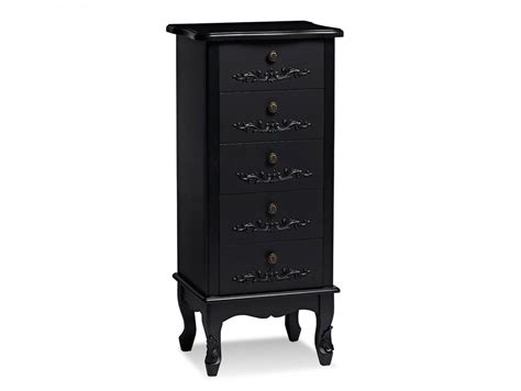 Lpd Antoinette Black 5 Drawer Tall Narrow Chest Of Drawers Assembled