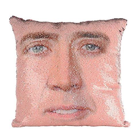 Merrycolor Nicolas Cage Mermaid Pillow Cover Sequin Pillow Case Funny