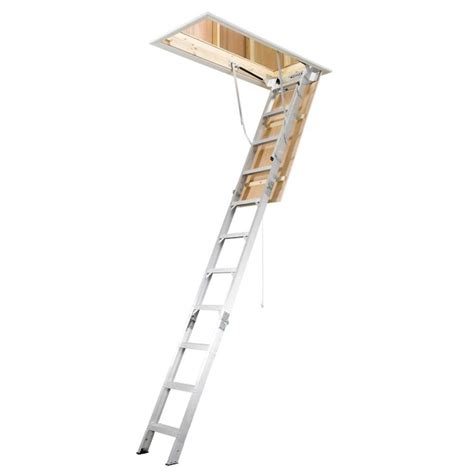 werner ah 7 66 ft to 10 25 ft rough opening 22 5 in x 54 in folding aluminum attic ladder
