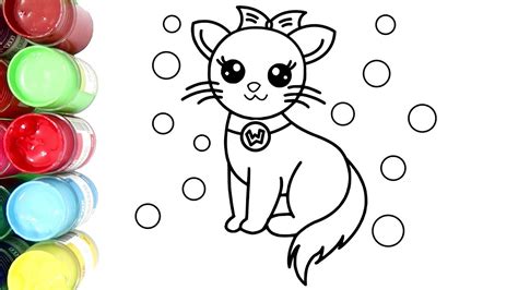 Belajar Menggambar Dan Mewarnai Kucing Cantik Dengan Cat Air Youtube