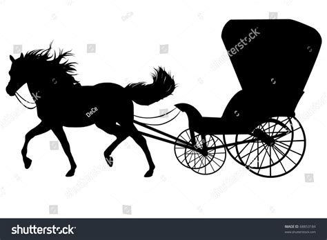 Black Silhouette Horse Carriage Stock Vector Royalty Free 68853184