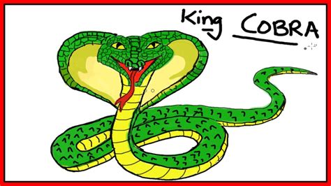 Easy Kids Drawing Lessons How To Draw A King Cobra Youtube