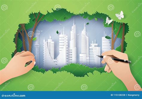 Concepto De Ambiente Del Eco Con La Ciudad Verde Ilustraci N Del Vector