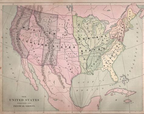 1884 Map Of The United States Etsy