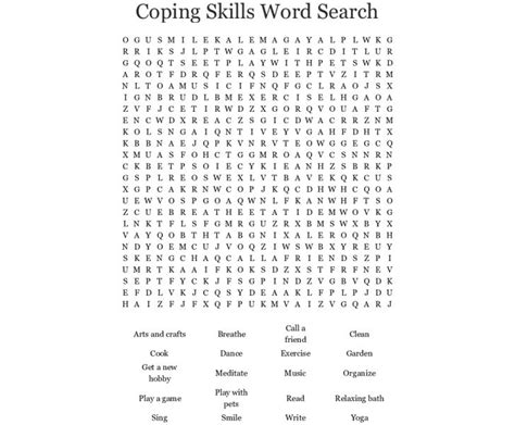 Coping Skills Word Search Wordmint Word Search Printable