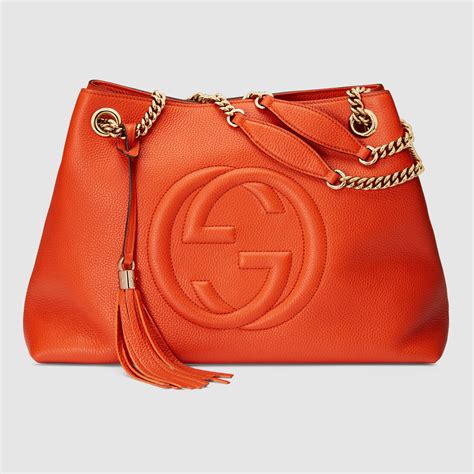 Gucci Soho Leather Shoulder Bag In Orange Lyst