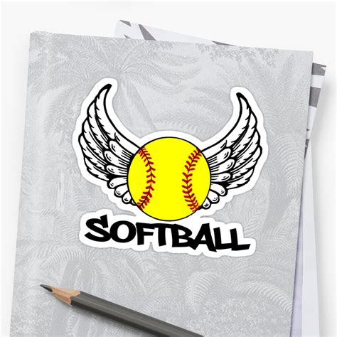 Softball With Wings Sticker By Shakeoutfitters Redbubble