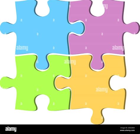 Set Of Four Jigsaw Puzzle Pieces In Different Colors Vector