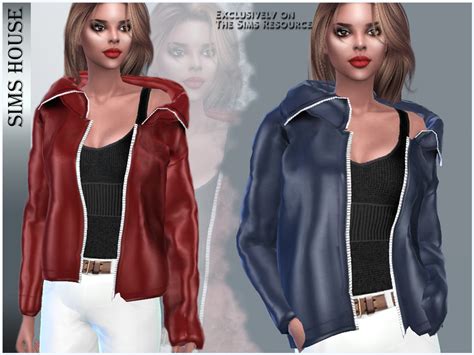 The Sims Resource Off Shoulder Leather Jacket