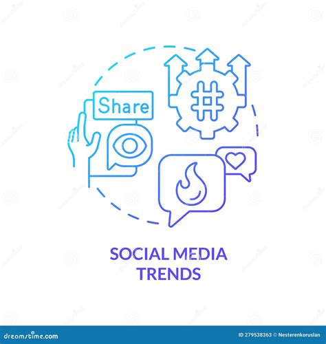 Social Media Trends Blue Gradient Concept Icon Stock Vector