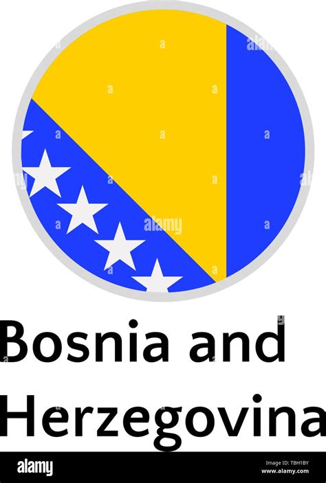 Bosnia And Herzegovina Flag Round Flat Icon European Country Vector