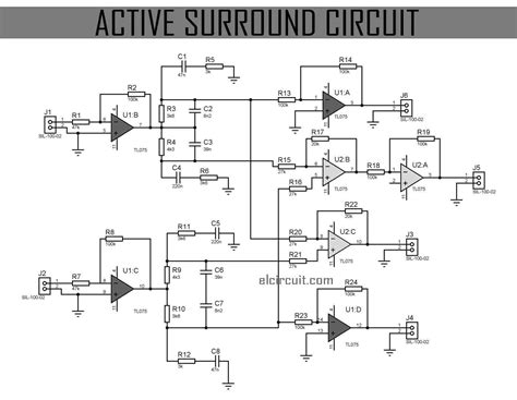 This circuit give clear bass without any disturbance. Active Surround Sound Circuit in 2020 | Circuit, Circuit diagram, Surround sound