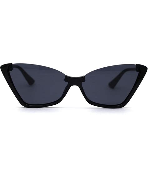 Womens Upside Down Half Rim Cat Eye Retro Plastic Sunglasses All Black Cv197ng5sz3