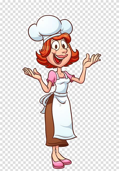 Woman Wearing Apron And Chef Hat Illustration Mother Chef Cartoon
