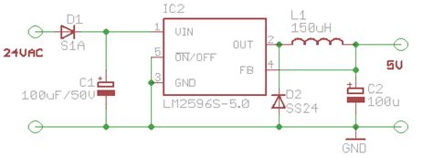 The complete circuit diagram is given below, you can often find these circuit in the lm2596 dc converter module. Power regulator design | Electronics Forum (Circuits, Projects and Microcontrollers)