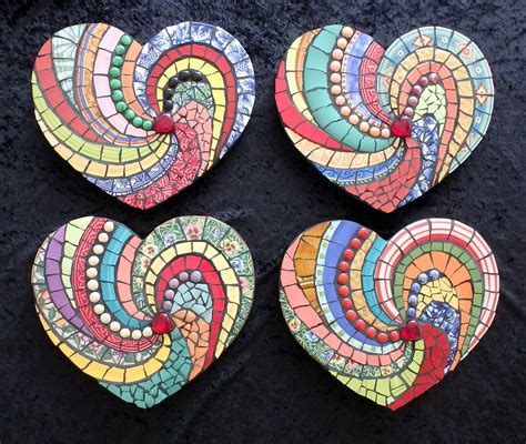 Mosaic Heart Spin Hearts Sold Glass Mosaic Art Mosaic Crafts