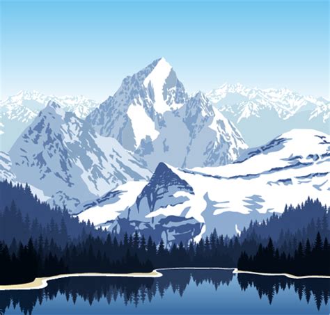 Mysterious Snow Mountain Landscape Vector Graphics 07 Free Download