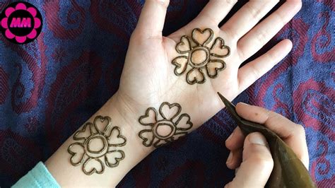 Easiest Henna Design Flowers With Heart Petals Mehndi Very Easy