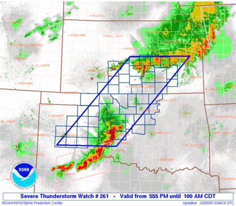 Severe thunderstorm 'watch' areas, are typically areas that are showing signs of producing severe weather (thunderstorms in particular) ahead of any development occurring. Storm Prediction Center Severe Thunderstorm Watch 261