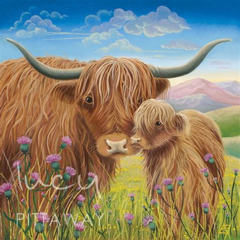 Heather And Thistle Cow Art Cow Art Print Cow Art Highland Cow Art