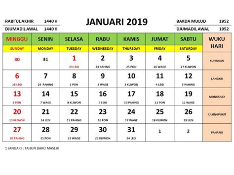 Kalender 2019 Masehi Lengkap Dengan Tanggalan Jawa Dan Islam Ujare