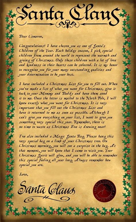 Santa Letter Enlarged Manualidades Navidad