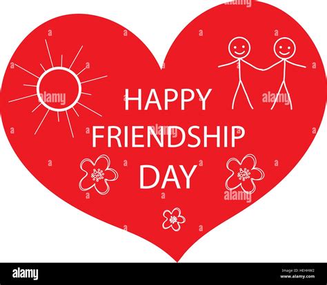 Greeting Card With A Happy Friendship Day Greeting Heart Hand Drawing