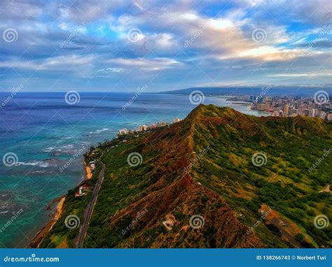 Diamond Head Crater At Oahu Hawaii Stock Image Image Of Drones