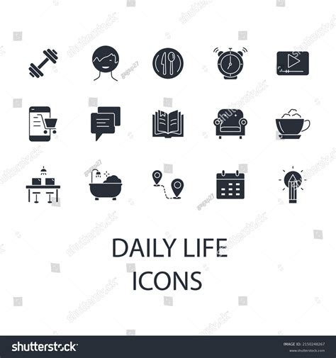Daily Life Icons Set Daily Life Stock Vector Royalty Free 2150248267