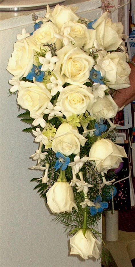 White Rose Cascade Bouquet Roses Stephanotis Blue Delphi Flickr