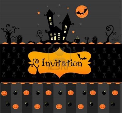Carte Invitation Halloween Avec Vecteur Pumpkns Les Chauves Souris Et