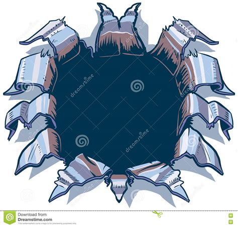 Hole Ripping Out Of Sheet Metal Background Vector Clip Art