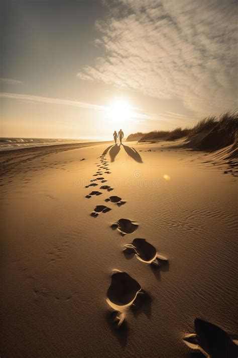 Couple Walking Footprints Beach Stock Illustrations 30 Couple Walking