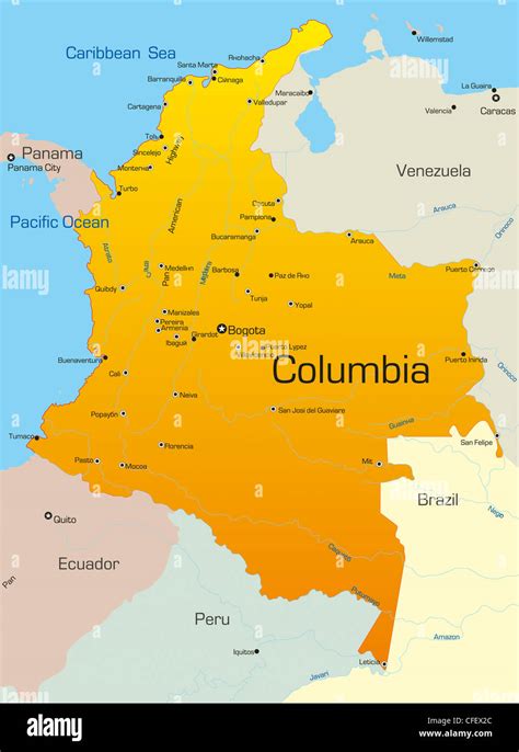 Resumen De Color Vectorial Mapa De Colombia País Fotografía De Stock
