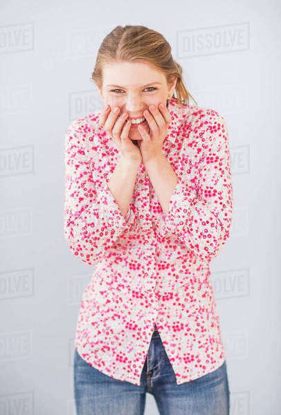 Woman With Head In Hands Stock Photo Dissolve