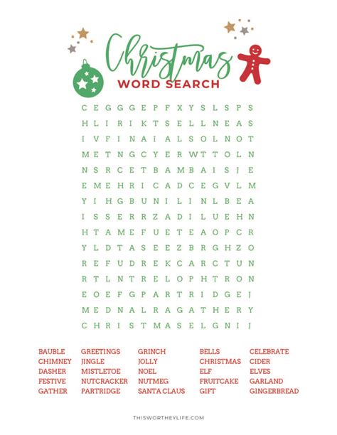 Christmas Word Search Printables