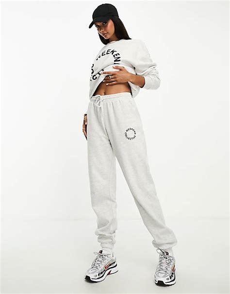 Asos Weekend Collective Co Ord Oversized Jogger With Logo In Grey Marl