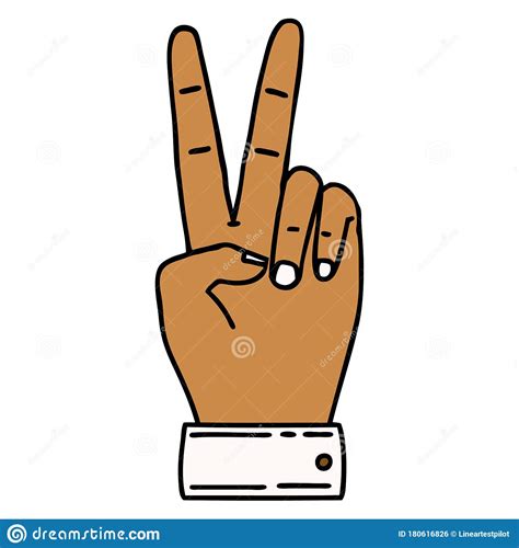 Peace Symbol Two Finger Hand Gesture Illustration Stock Vector - Illustration of gesture ...