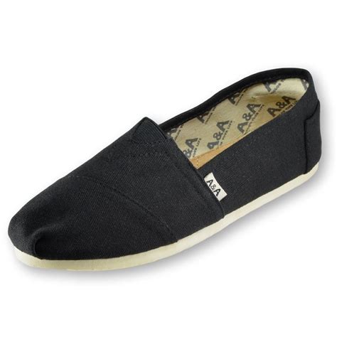 Aanda Black Espadrilles Flats Canvas Shoes Alpargata For Women Black