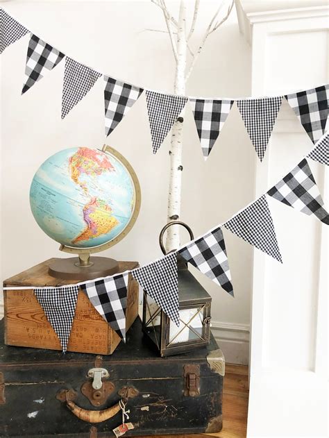 Gingham Banner Bunting Fabric Pennant Garland Flags Baby Etsy