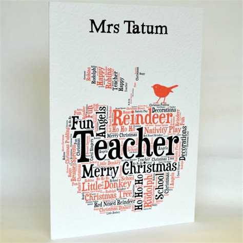 It's your teacher's day tomorrow and you want to give your teacher something to remind her that you appreciate her? personalised teacher christmas card by sew very english | notonthehighstreet.com